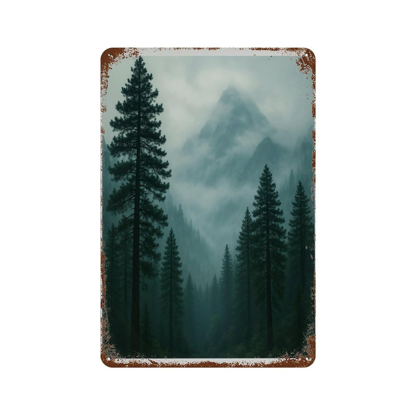 xiaoxiaoshen Misty Forest Mountain ， Green Landscape Photography Wall Decor Art Metal Tin Poster Modern Home Decor Art Home Bar Shop Decorations Vintage Sign 30x20cm