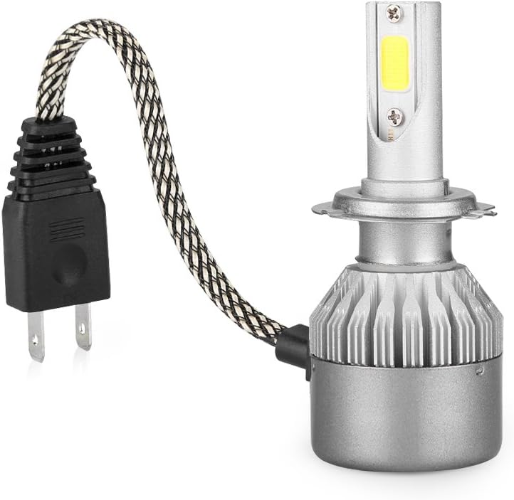 Mesllin 120W Auto Car H7 LED Headlight Kit Bulbs COB Chip 20000lm 6000K Conversion Kit 12V/24V Replacement Halogen or HID Bulbs (H7)