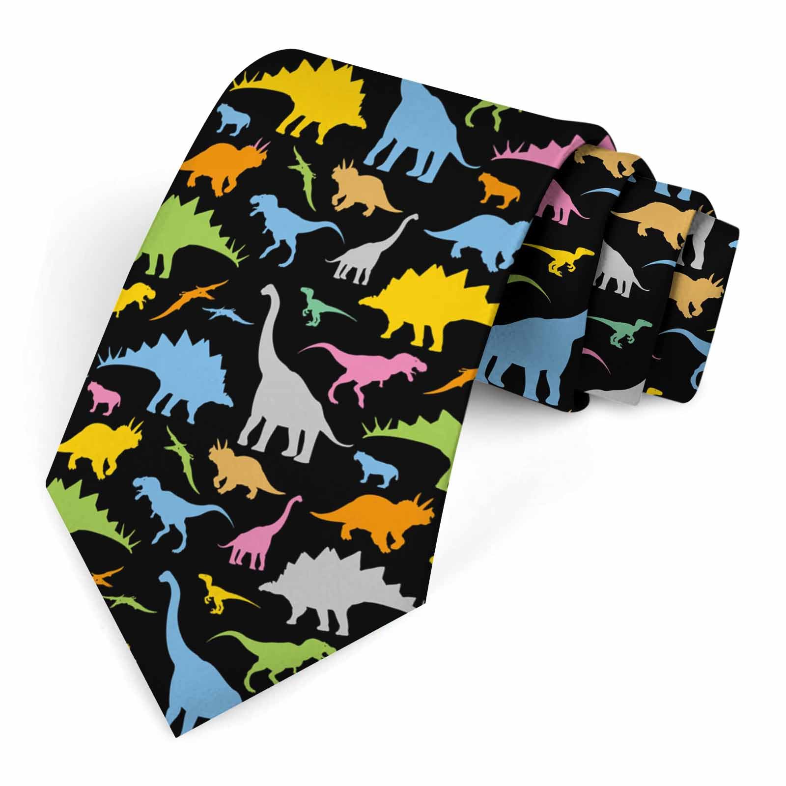 Muntayson Colorful Dinosaur Men's Ties Men Novelty Neckties Fashion Neck Tie for Women