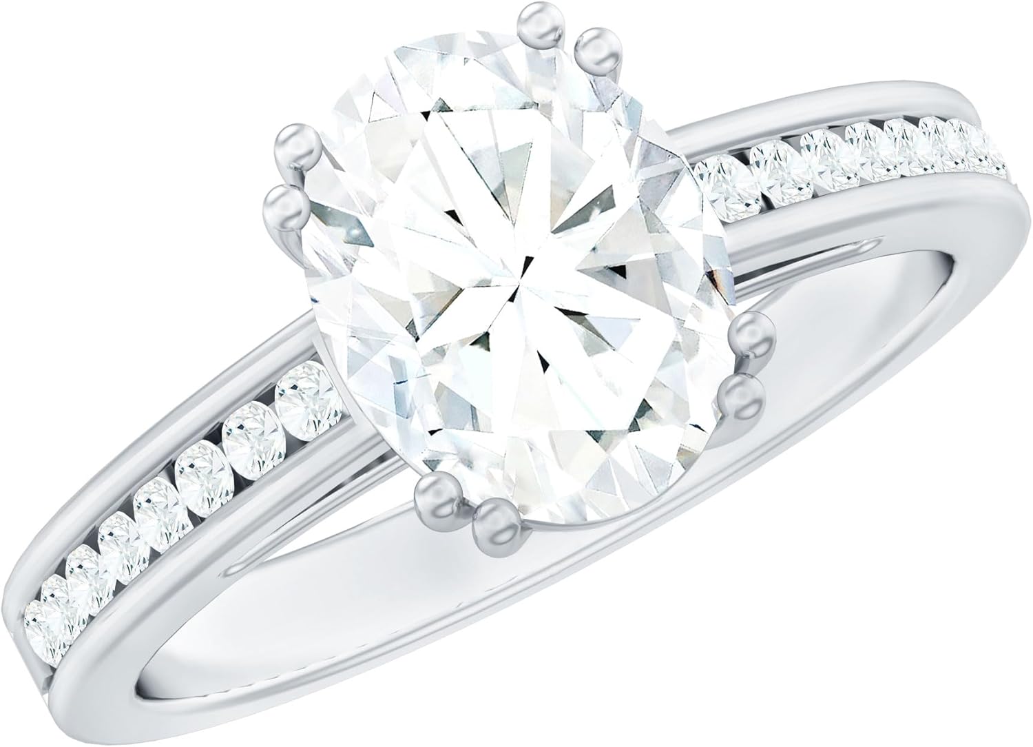 Certified Moissanite Oval Engagement Ring, D-Vs1 Quality, 2 Carat Moissanite Ring For Women - Ready For Gifting