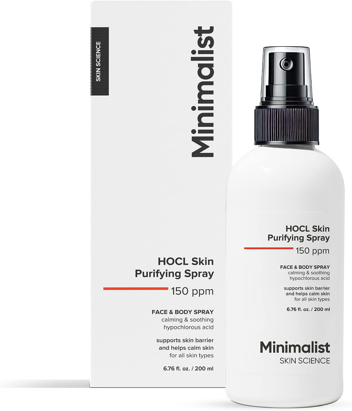 Minimalist Hypochlorous Acid Spray for Face & Body| Antimicorbial Face Spray for Acne, Eczema & Redness Relief | Reduces Irritation & Purifies Skin Post-Workout | 6.76 fl oz