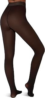 Tournesol Women's Fleece Lined Tights Thermal Pantyhose Fake Translucent Tights Warm Sheer Thick Leggings