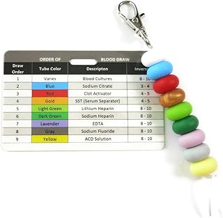 Order of Blood Draw Beads with Badge Card for Phlebotomy, Essential Resource Tools for Phlebotomist, Phlebotomy Order of Blood Draw Badge Set, Gift for Phlebotomist