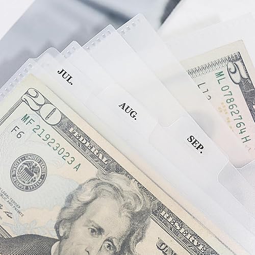 Miniatura 5 de NatSumeBasics Cartera de sobres para efectivo, cartera transparente de presupuesto, 6 unidades divisoras de dinero con bolsillos y 2 calcomanías con