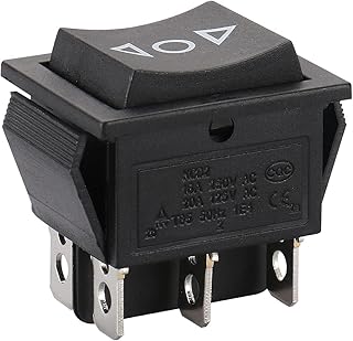 Baomain 1-Pack Momentary Rocker Switch, KCD2-223 (ON)/Off/(ON) DPDT 6-Pin 16A 250VAC,20A 125VAC,Snap-in Mount,Black, for Car, Boat and Household Appliances