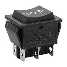 Baomain 1-Pack Momentary Rocker Switch, KCD2-223 ON/Off/ON DPDT 6-Pin 16A 250VAC,20A 125VAC,Snap-in Mount,Black, for Car, Boat and Household Appliances