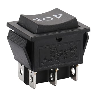 BAOMAIN DPDT Momentary Rocker Switch ON-Off-ON,6-Pin 3 Position Snap-in Toggle Switch,20A 125VAC,CE & TUV Certified Power Switch for Boat,Marine,Automotive and Household,1-Pack