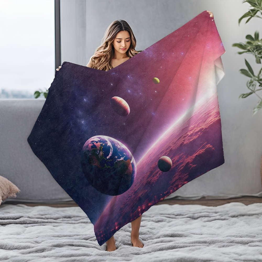 Couverture maman planètes en flanelle douce de qualité supérieure