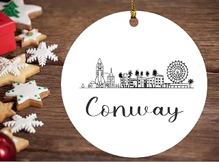 Conway Florida Ornament Christmas - Conway Skyline Draw Ornament - New Home Ornament Christmas Tree Decoration 3 Inch Plastic Circle
