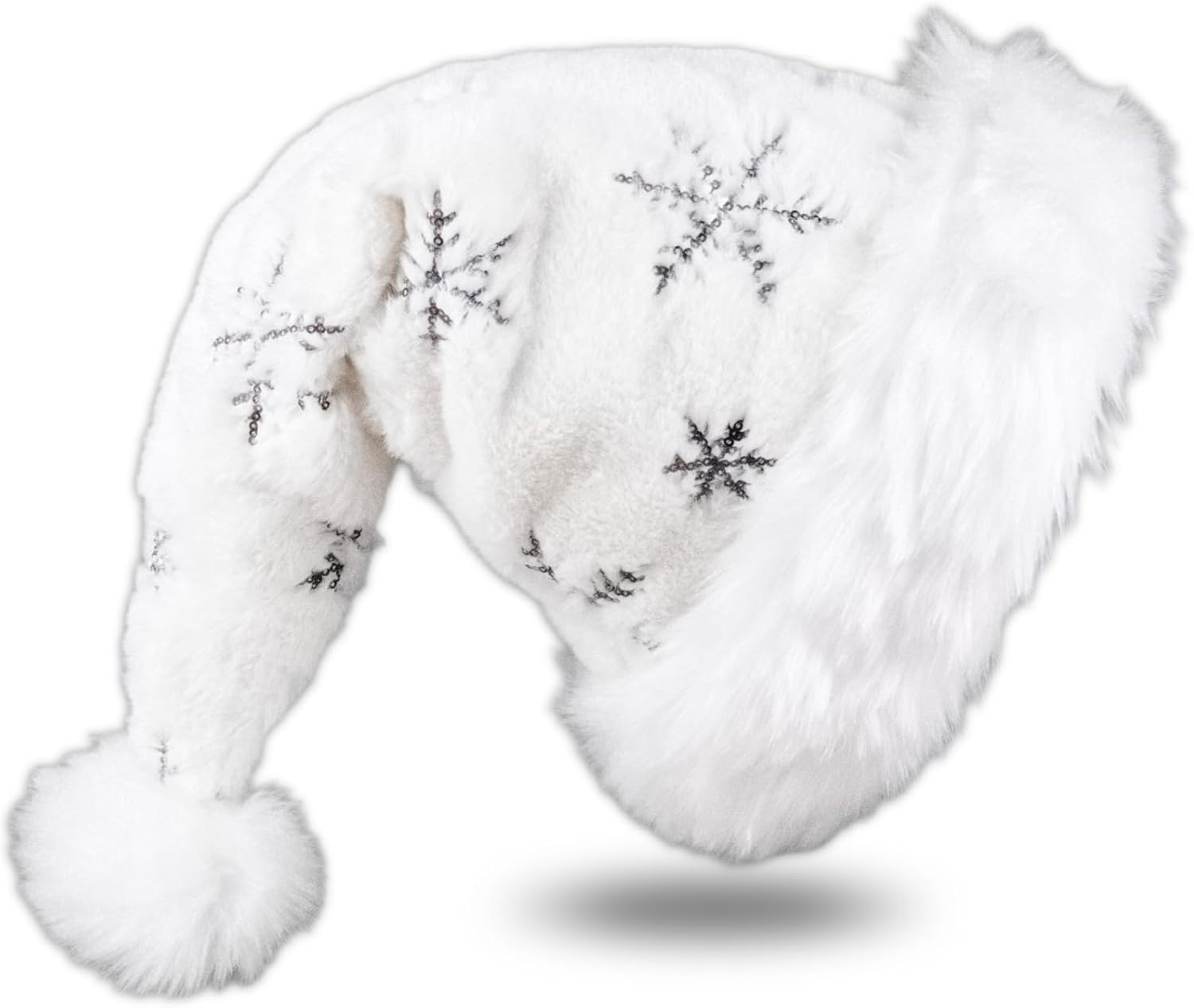 Black Snowflake Sequin Santa Hat White Christmas Hat for Women Men, Soft Plush Velvet Xmas Hats for Adults Santa Claus Hats New Year Costume Party Decorations - Image 9
