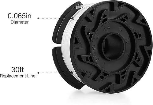 Miniatura 2 de Carrete de repuesto para recortadora de cuerda de 30 pies y 0.065 pulgadas compatible con Black & Decker AF-100-3ZP GH900 GH600 recortadora de