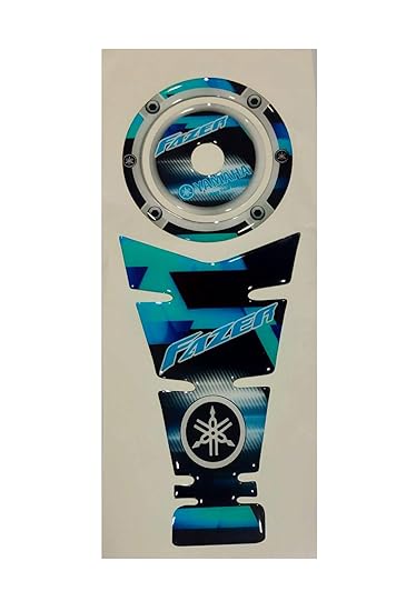 Open Throttle Racers Yamaha Fazer Waterproof & Scratchproof 3D like Tank Pad & Tank Cap Combo Pot Style Design Sky Blue-Black