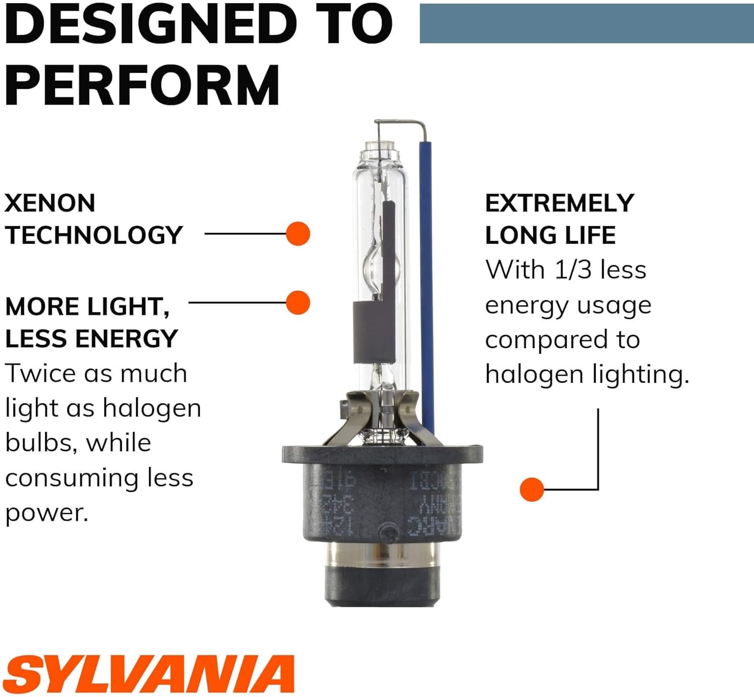 SYLVANIA - D2R SilverStar zXe HID (High Intensity Discharge) Headlight Bulb - High Performance Brighter and Whiter Light, Xenon Fueled, with a HID Attitude and Style (Contains 1 Bulb)