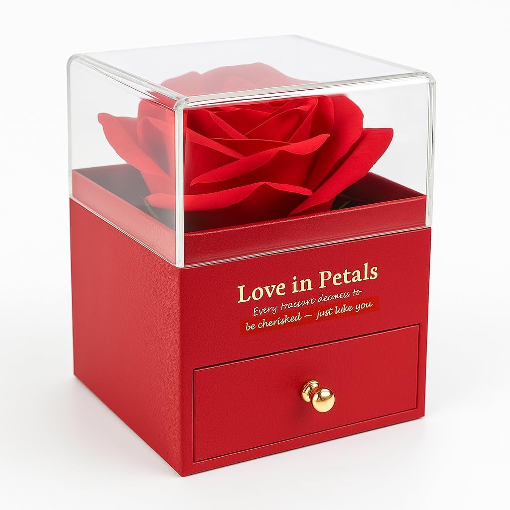 Gifts for Women Preserved Rose Eternal Flowers with Gift Box Eternal Roses for Delivery Prime Birthday Gifts for Grandma Wife Sister Christmas Anniversary Eternal Roses (red) - Image 3