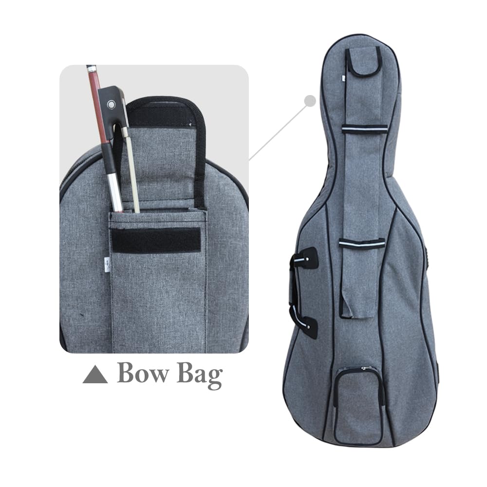 Custodia per violoncello 4/4 per violoncelli elettrici classici, resistente, impermeabile, con cinghie, imbottitura in schiuma ad alta densità, fodera in velluto, tasche in colofonia per