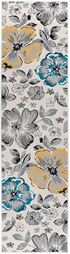 Miniatura 2 de Alfombra moderna con círculos florales., otro, Crema