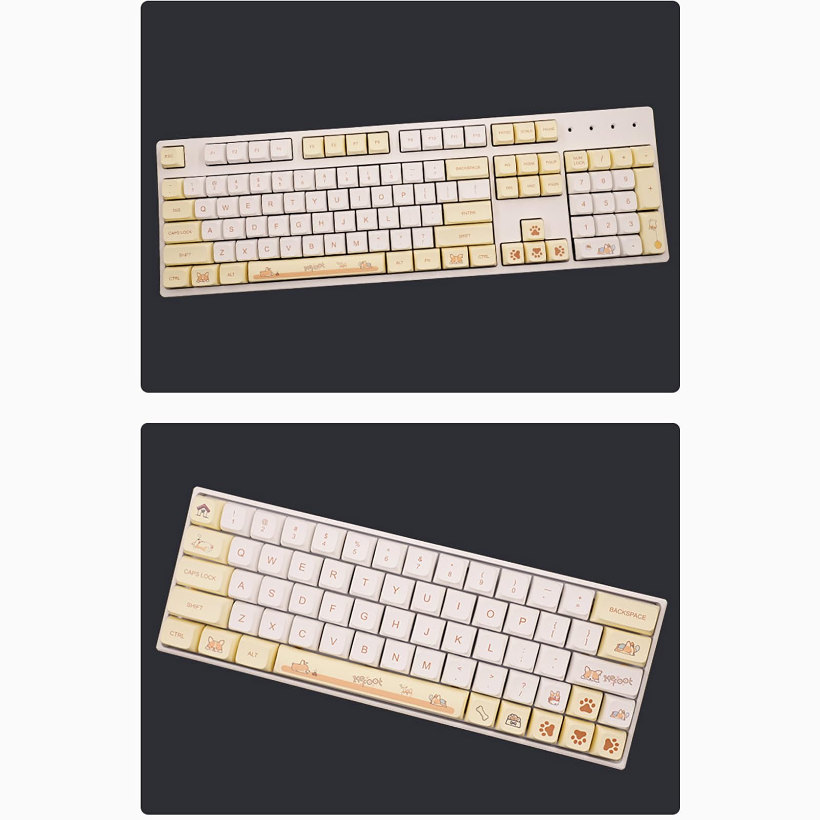 PBT Keycaps, Animal Keycaps XDA Profile Custom Cute Animal Keys do mechanicznej klawiatury, Corgi Puppy Keycaps Set 138 Keycaps Set for Mechanical Keyboards,A