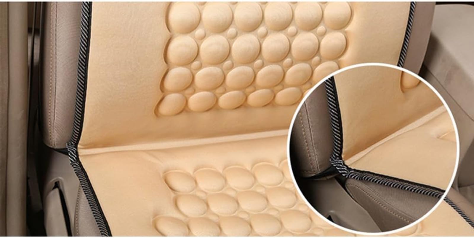 Rable Masaje Cojín de Asiento para Fiat Freemont/Idea/Linea/Multipla/Panda/Punto/Qubo, con Fondo Antideslizante para Aliviar la Presión de Las Caderas,C Black-A