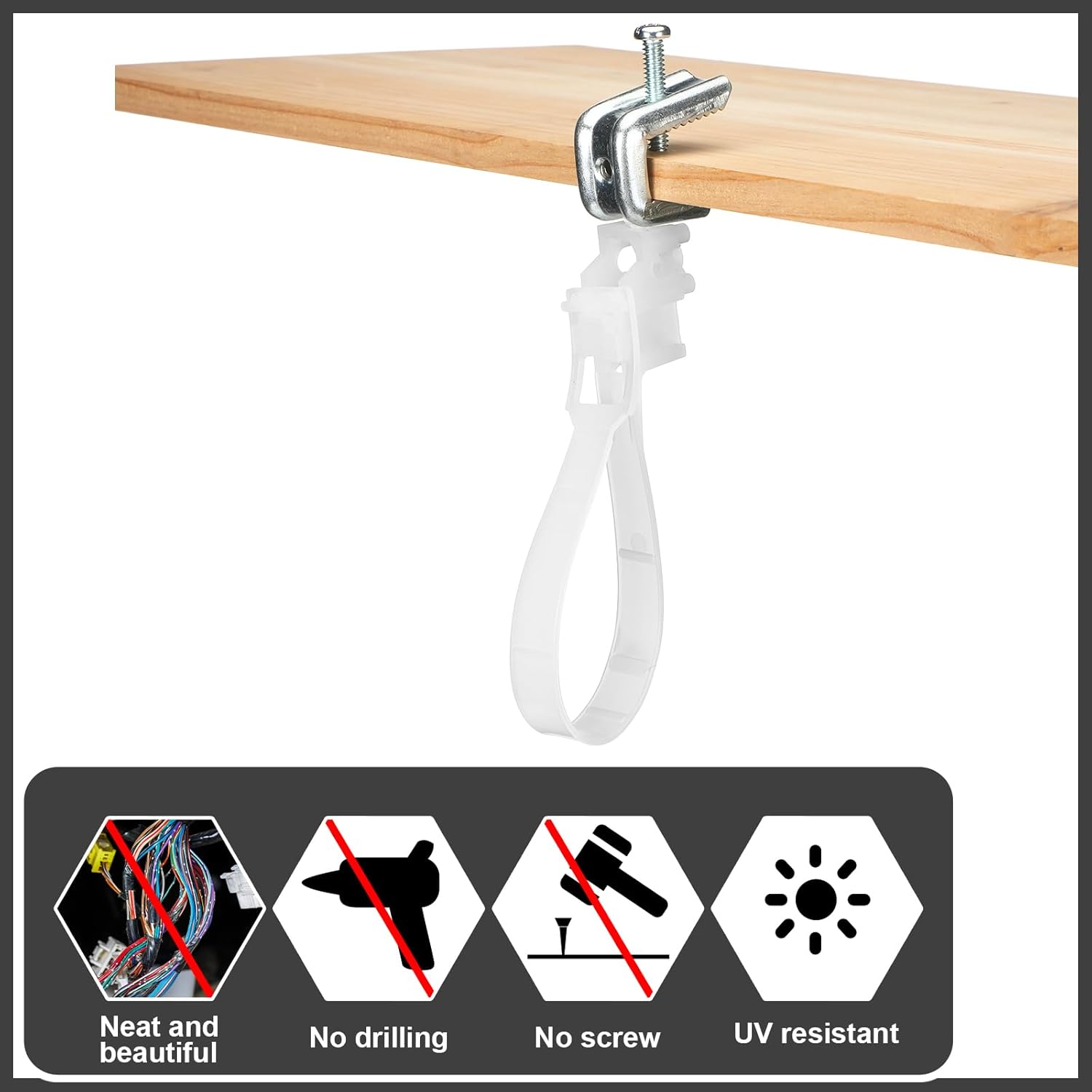 50 Pcs 2" Loop Cable Hangers, UV Rated Loop Cable Rings Hooks Holders for Beam Clamps Communications Wire Support Management