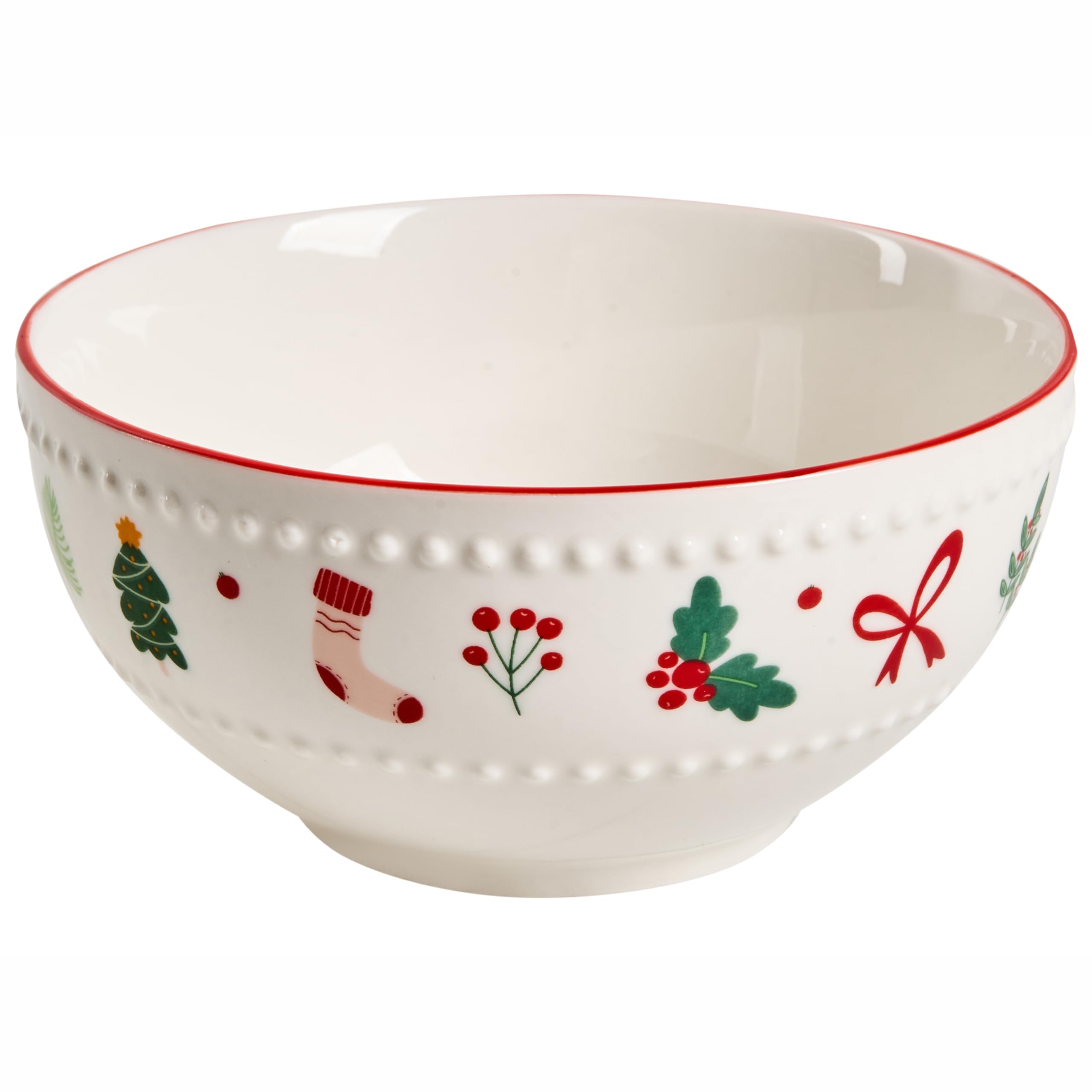 Zestaw naczyń z porcelany 12-częściowy ręcznie robiony reaktywne szkliwo dla 4 osób choinka biały Saffron