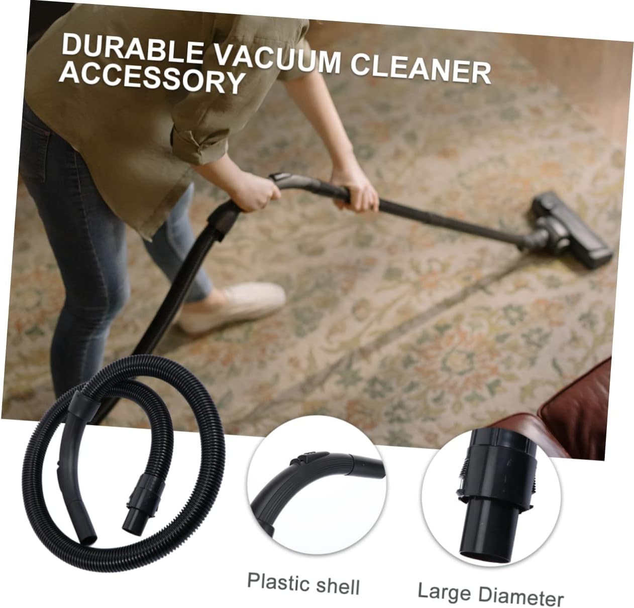 Durable Flexible Vacuum Cleaner Hose Accessory Kit with Threaded Fitting for Home Shop Vacuums and Power Tools Dust Collection