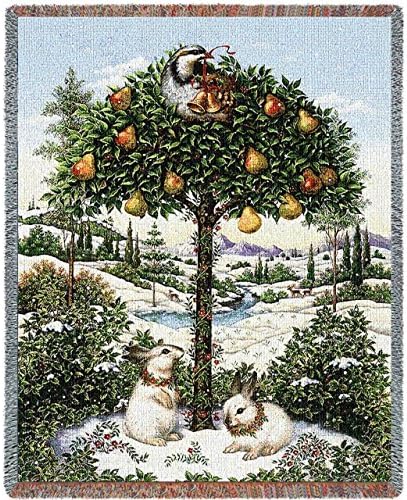 Pure Country Weavers Partridge In A Pear Tree Blanket 2252-T 54 inches wide by 70 inches long, 100% cotton