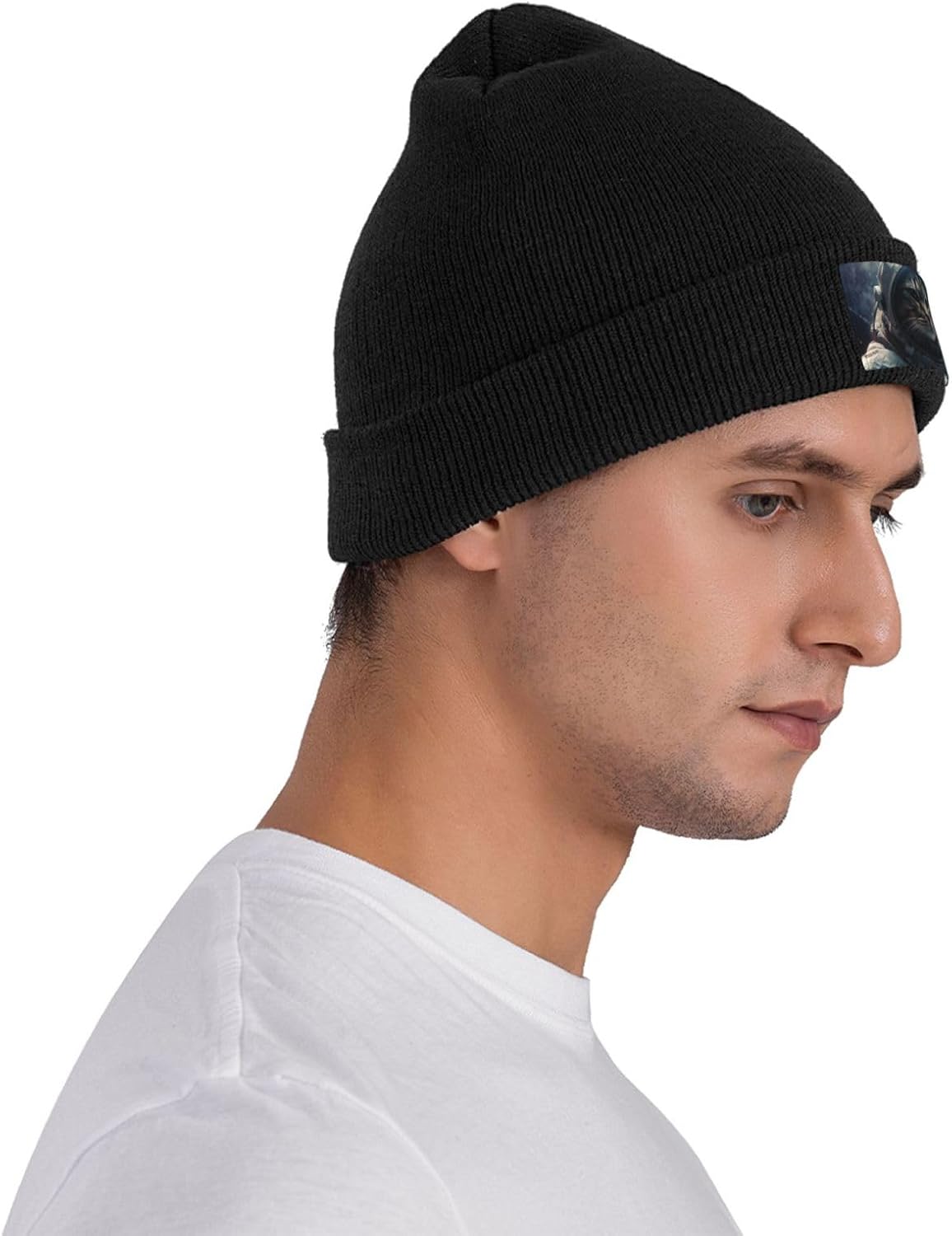 Knitted Hat Astronaut cat in Space Print Beanie for Women Soft Warm Beanie Cap Casual Knit Hat Men Winter Beanies