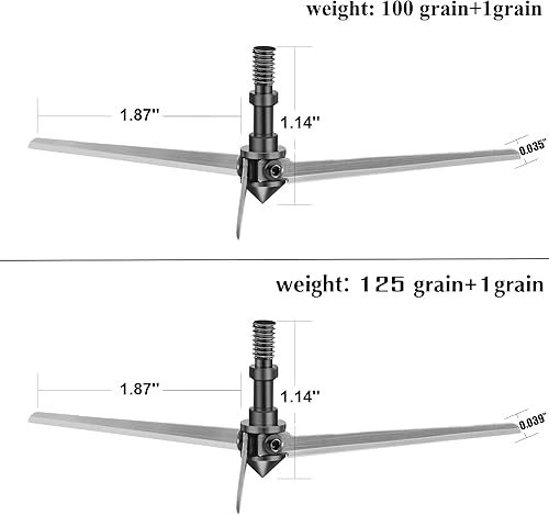 Miniatura 8 de KEAUP Paquete de 6 cabezas de caza con 3 hojas de tiro con arco de 100 granos, puntas anchas fijas para arcos compuestos y arcos tradicionales