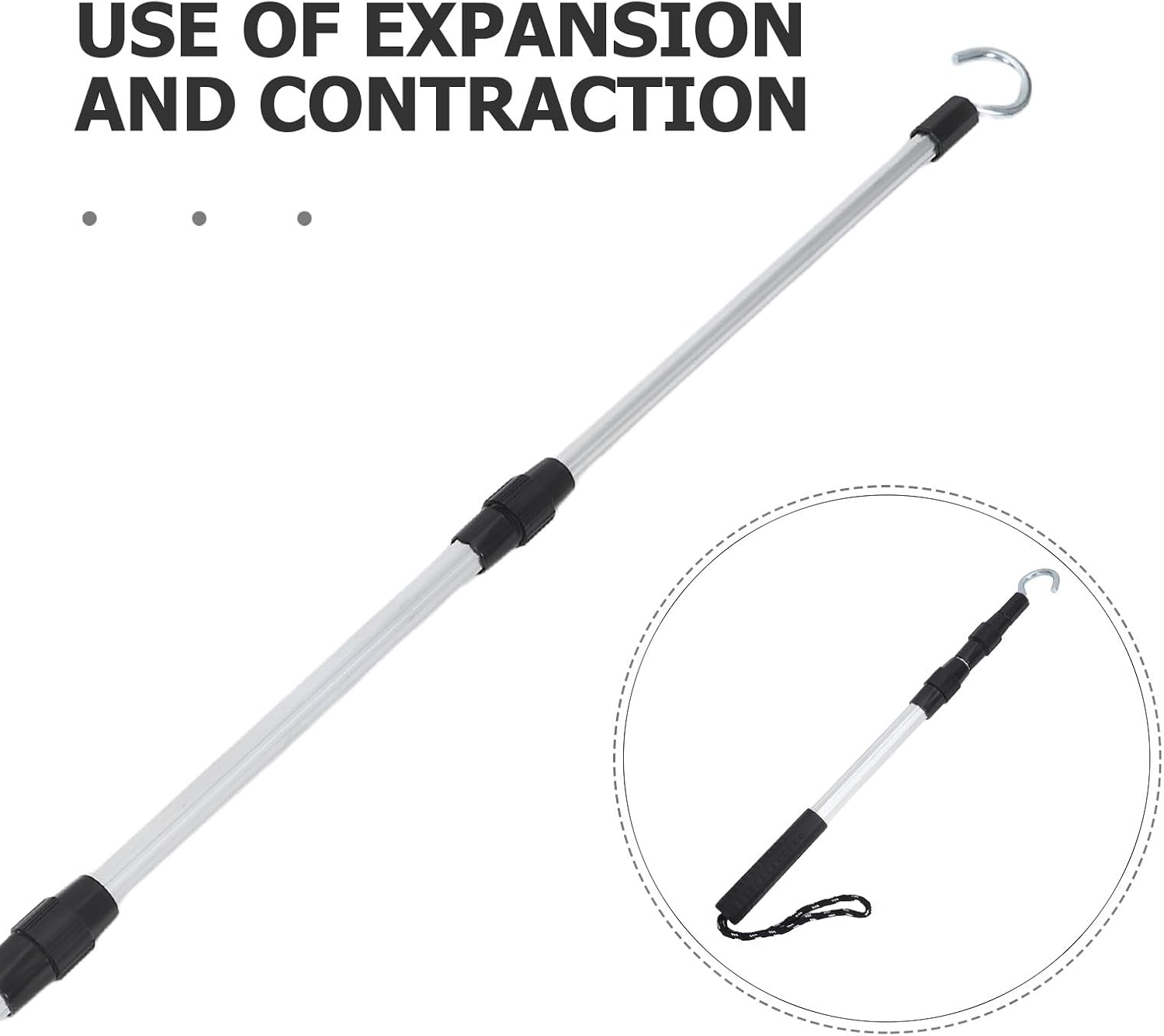 TEHAUX Loft Ladder Pull System: Telescopic Ladder Hook Pole with Hook | 16.1 to 35.4 in Pole with Hook, Attic Staircase Down Tool for Home Garage Rv Awning Pull Handle
