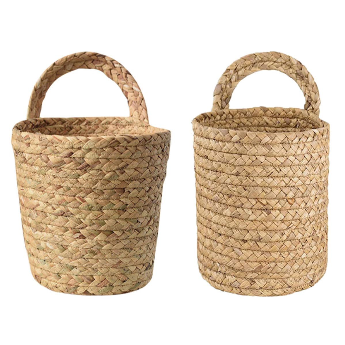 Paniers de rangement jonc de mer tissé main décoration murale x2