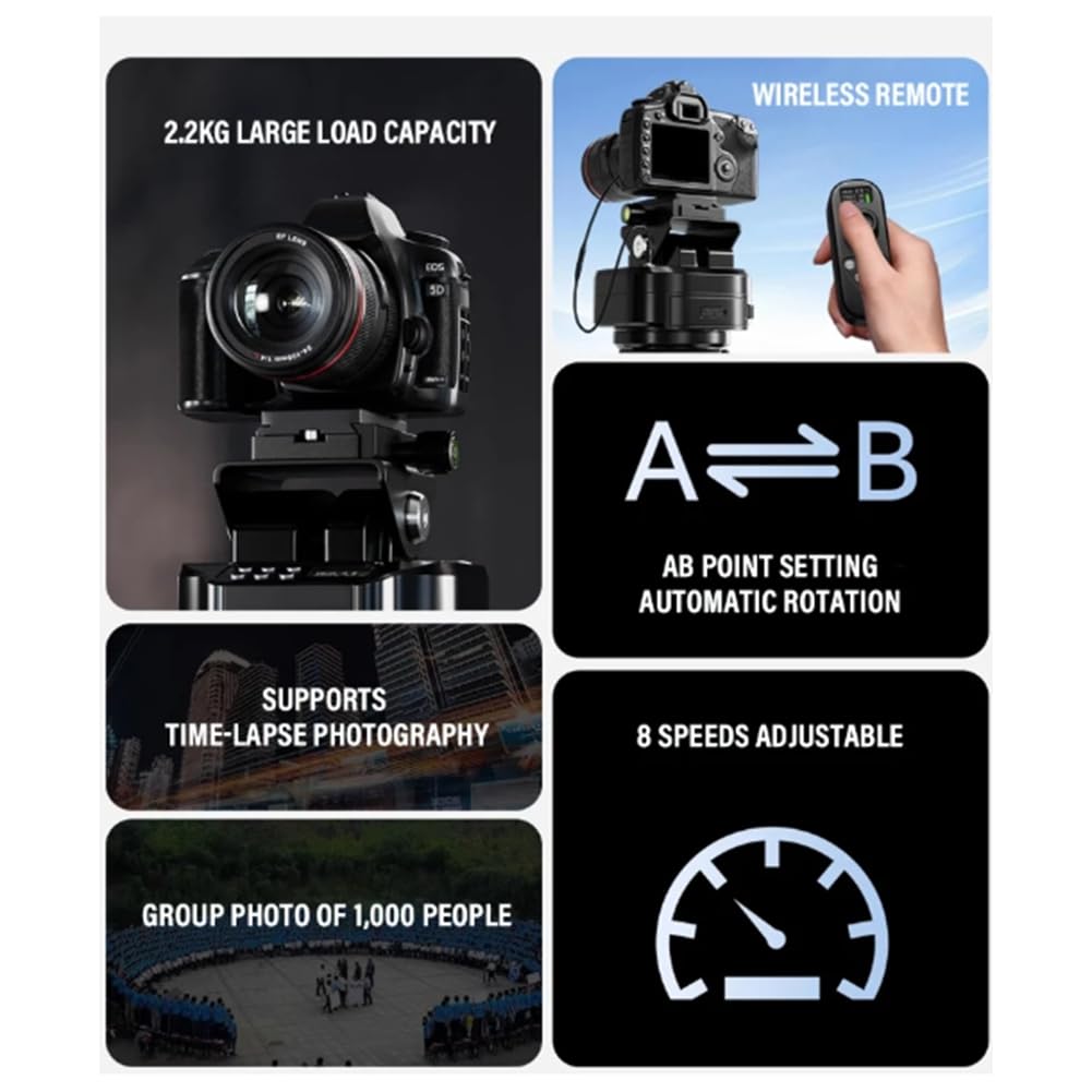 Gimbal Eléctrico para Fotografía Time-Lapse M7 con Control Remoto Inalámbrico y Obturador. Rotación Panorámica de 360 Grados.