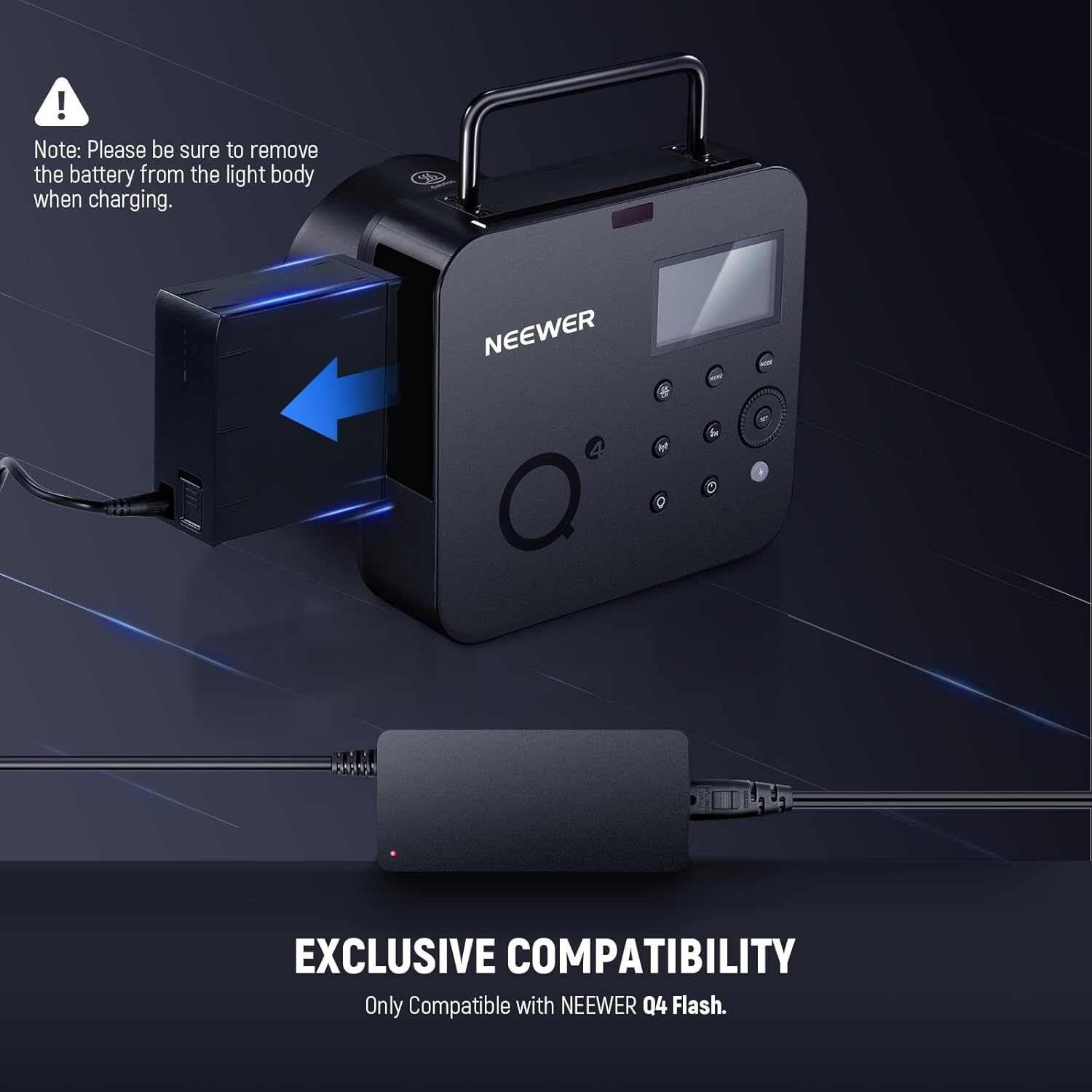NEEWER Q4 Power Adapter and Power Cord Set, AC Power Adapter and Power Cable for Q4 Flash Strobe, NC-Q4