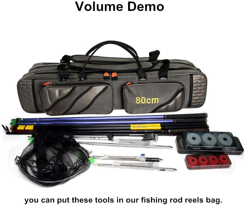UNISTRENGH 3 Layers Portable Folding Fishing Rod Carrier Reel Case Bags Fish Pole Tools Storage Bag Case Pro Gear Tackle (Thickened Type-3 layers/130cm(51.18inch))