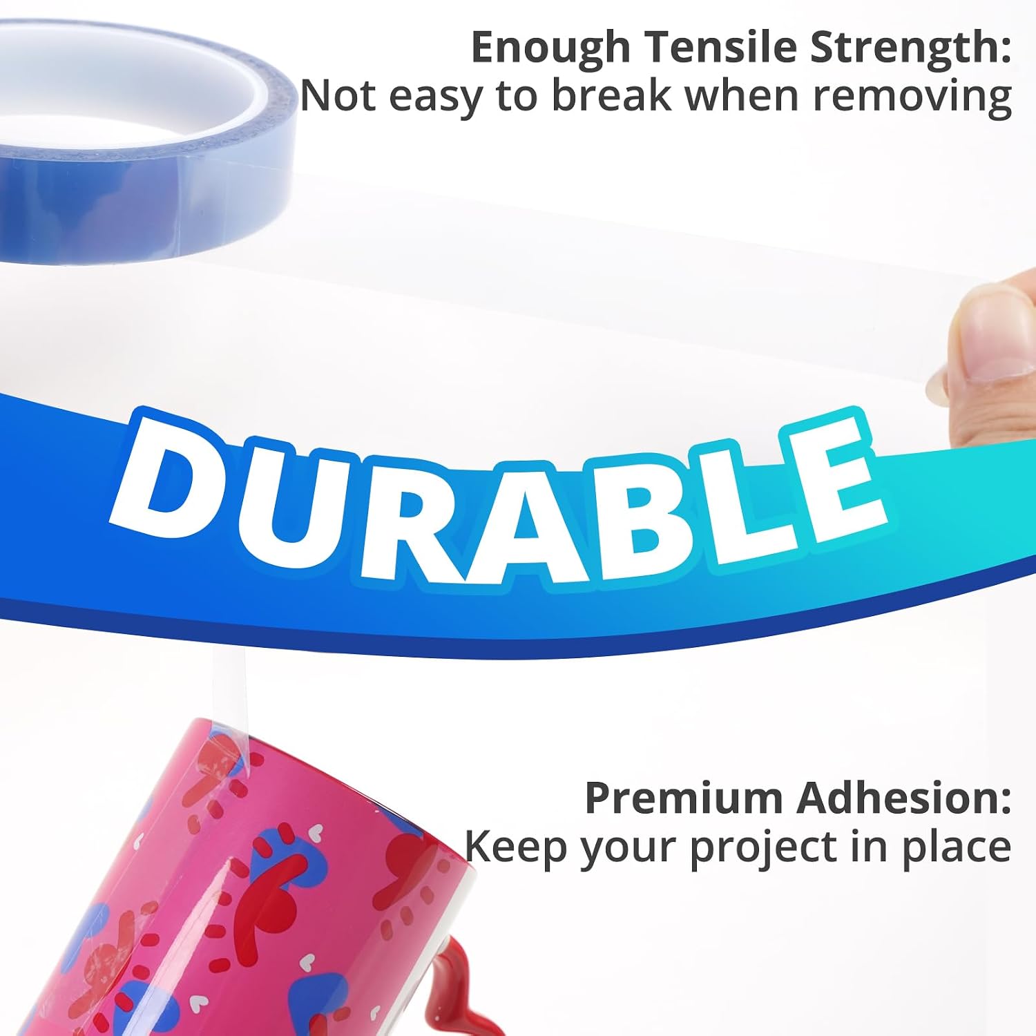 HTVRONT Heat Tape for Sublimation, 4 Rolls 10mm x33m 108ft Heat Resistant Tape for Heat Press, Heat Transfer Tape Thermal Tape for Electronics & Heat Vinyl Press Tape No Residue(Blue)