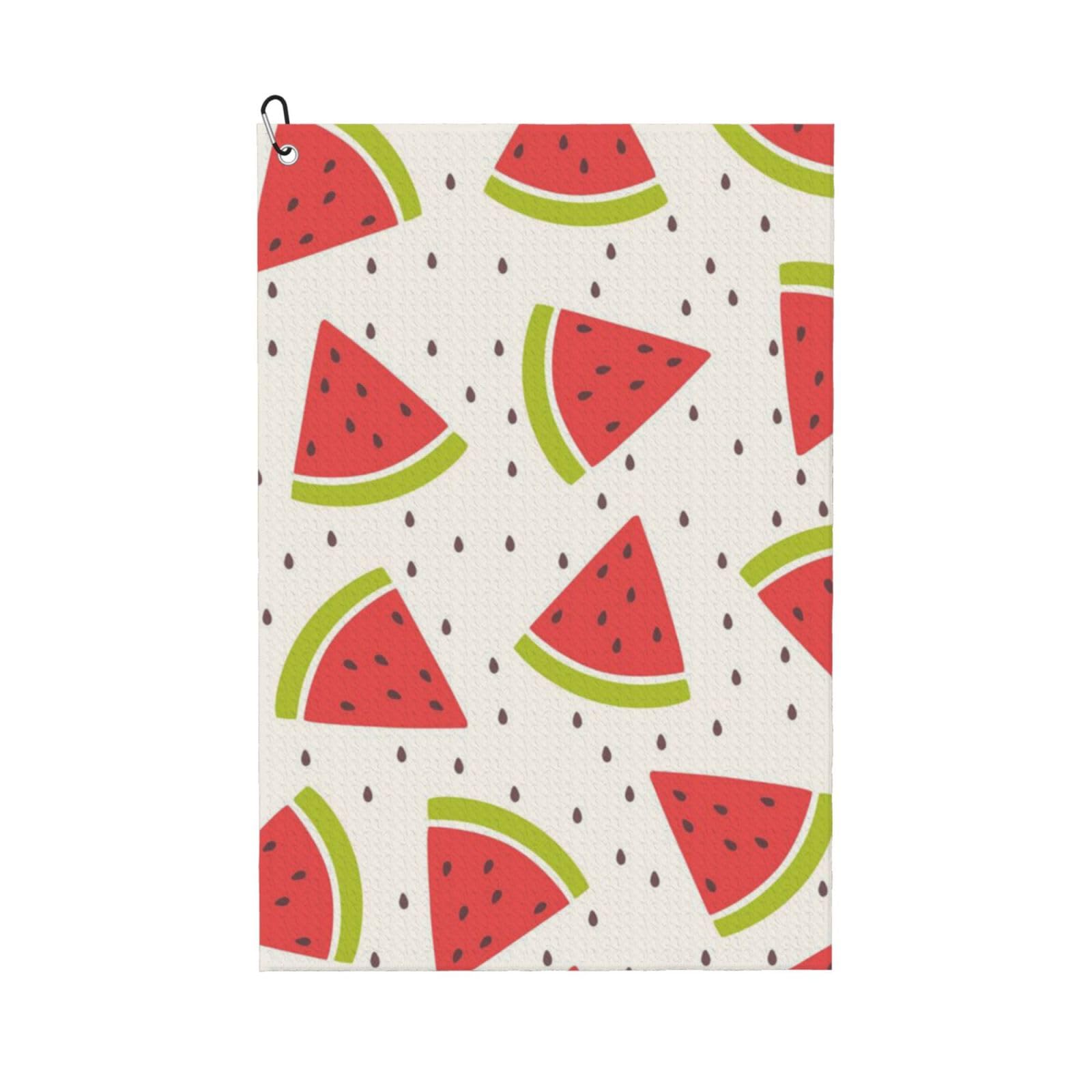 Hnnkloy Watermelon Pattern, 16x24 in Portable Waffle Golf Towels with Carabiner Clip for Golf Bag