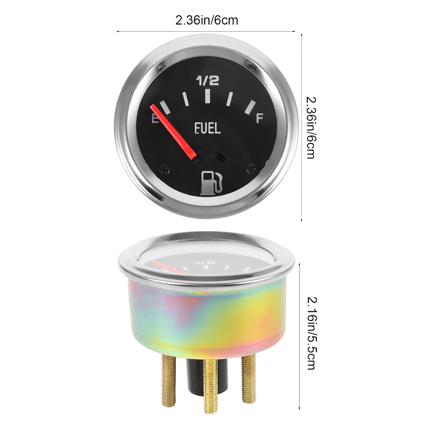 Luxshiny Universal Car Replacement Fuel Level Gauge 12v Automotive Fuel Gauge Meter for Vehicle