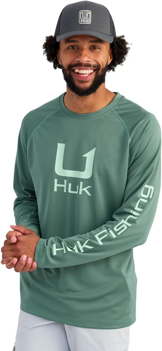 HUK Mens Icon Crew Shirt, Long-Sleeve Performance Fishing Shirt