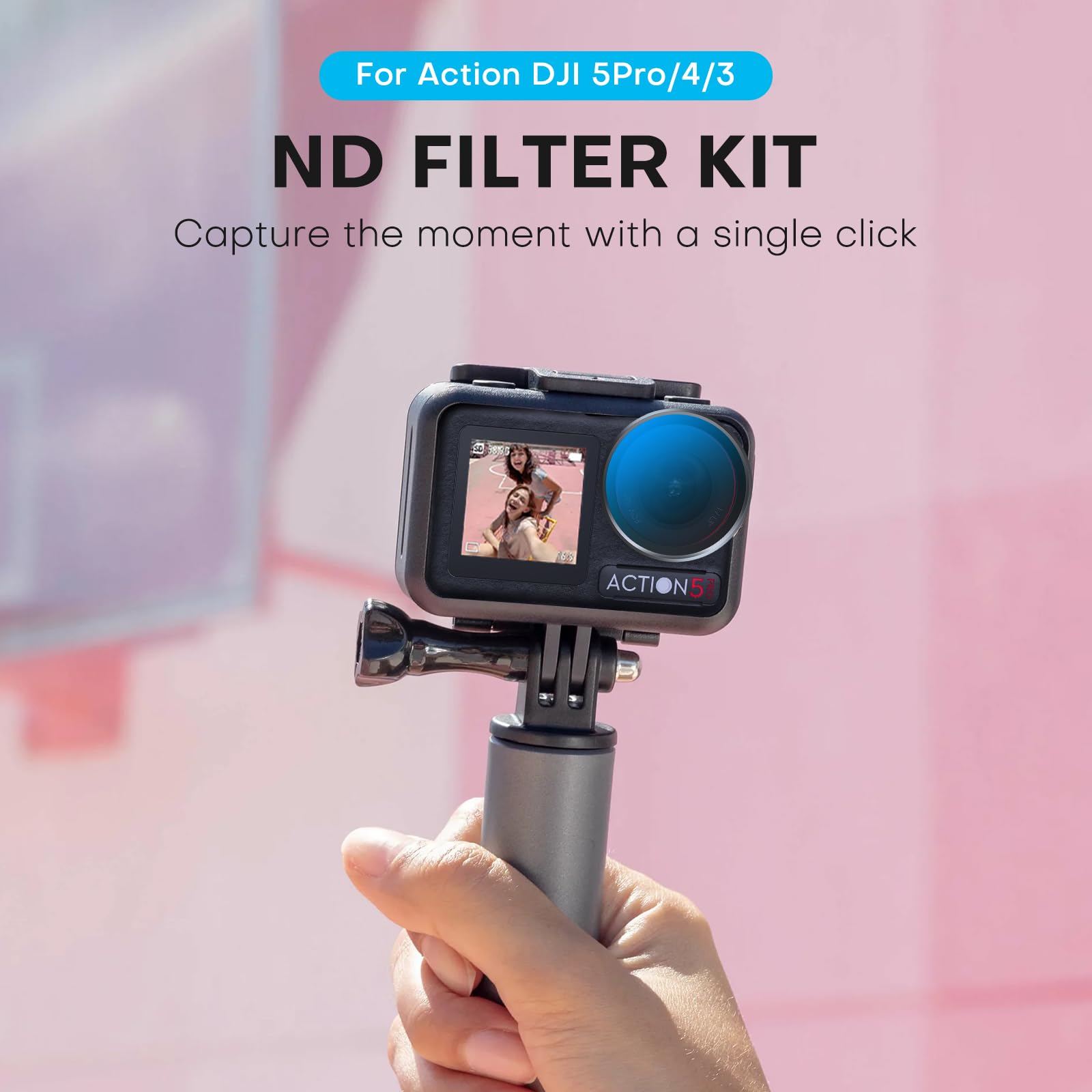REYGEAK VND-Filter Für DJI Osmo Action 5 Pro/4 – ND8/16/32, 3–5 Stops, Aluminiumrahmen