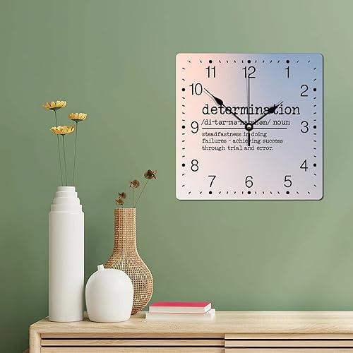 Miniatura 87 de Reloj de pared cuadrado de PVC con definición de contador, refranes motivacionales, reloj de pared grande, descripción de la palabra, 12 pulgadas