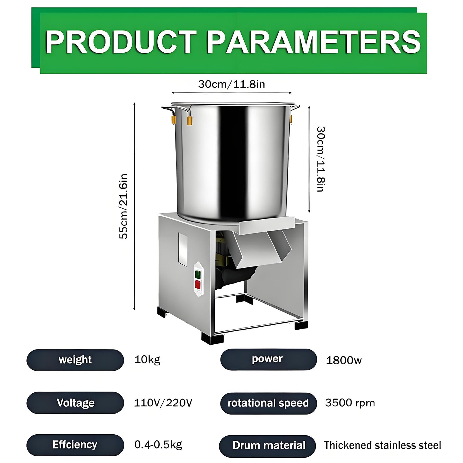 Picadora De Verduras Comercial Multifuncional, Picadora Y Trituradora Automática De 1800 W para Frutas Y Verduras, Cuchillas De Acero Inoxidable para Zanahorias, Patatas Y Cebollas.