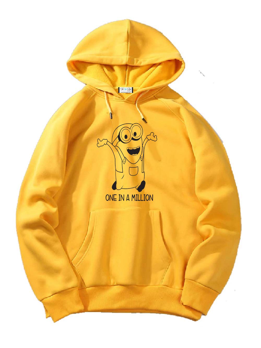 The SV StyleUnisex Yellow Hoodie with Black Print: ONE in A Million/Printed Yellow Hoodie/Graphic Printed Hoodie/Hoodie for Men & Women/Warm Hoodie/Unisex Hoodie