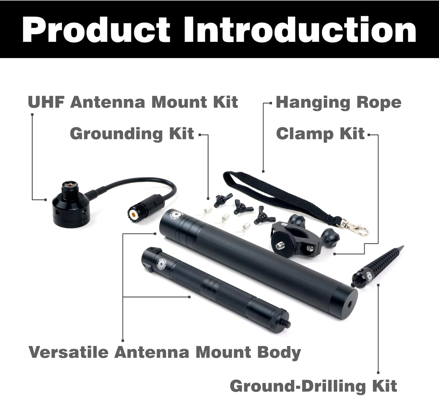 GRA-GNT Package: Hand-Twist Ground Spike Antenna Mount, Tiny Tripod, Pole Mount,Apartment Ham Radio, 1.45 pounds, UHF Connector