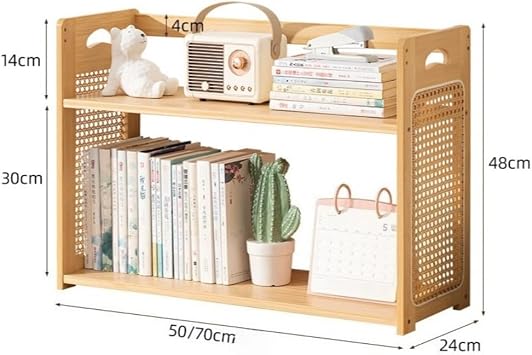 Bamboo Storage Rack 50/70cm Length with Door, Floor Standing Storage Cabinet Integrated Multi-Tier Combination Rattan Side Panel Design Bookshelf Display Modern Simple Style Living Room Home B