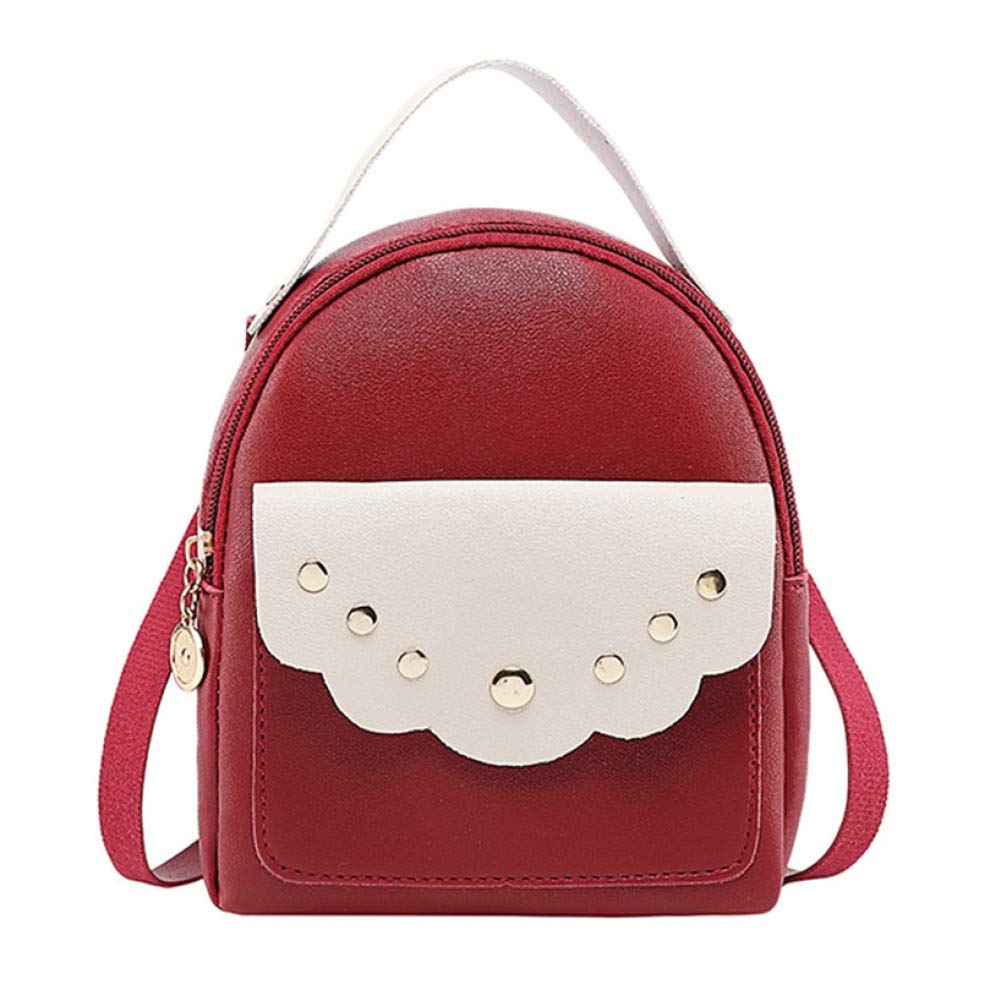 GERWADS Rivets Quality Satchel Lady Pu Leather Mini Backpack Large Capacity Simple Women Shoulder Bag