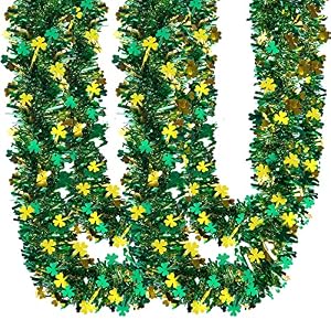 Sggvecsy St. Patrick's Day Lametta-Girlande Kleeblatt