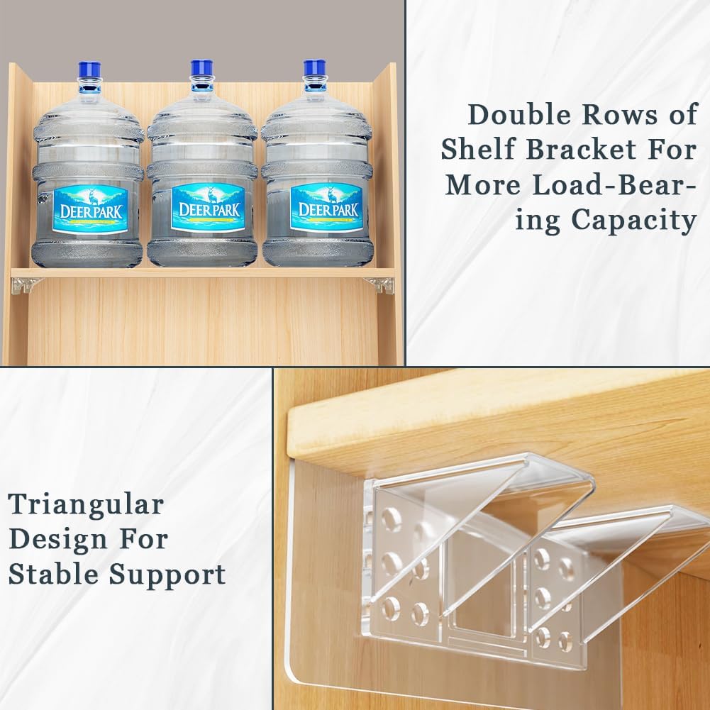 12 Pcs Punch Free Shelf Support Peg，Self Adhesive Support Shelf Bracket，Strong Load Bearing for Shelves Kitchen Cabinet Book Closet