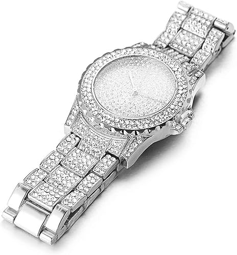 Miniatura 5 de Halukakah ECLIPSE - Reloj de diamantes para hombre, con diamantes completos, chapado en oro real de 18 quilates, chapado en oro blanco platino,