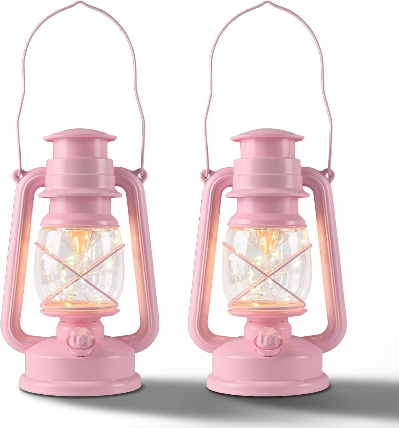 Decorative Lanterns Indoor with Warm LED Fairy Lights for Garden, Camping Lantern, Vintage Battery Operated Lantern, Outdoor Lanterns for Porch, Home Decor, Patio & Indoor Use, 2 Pack