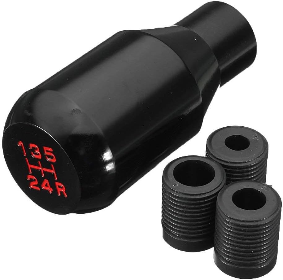 Shifter Adapter Universal 5 Speed Manual Metal Chrome Gear Shift Knob Lever Stick Pen Handle Head Car Styling Accessories Racing Style (Black)