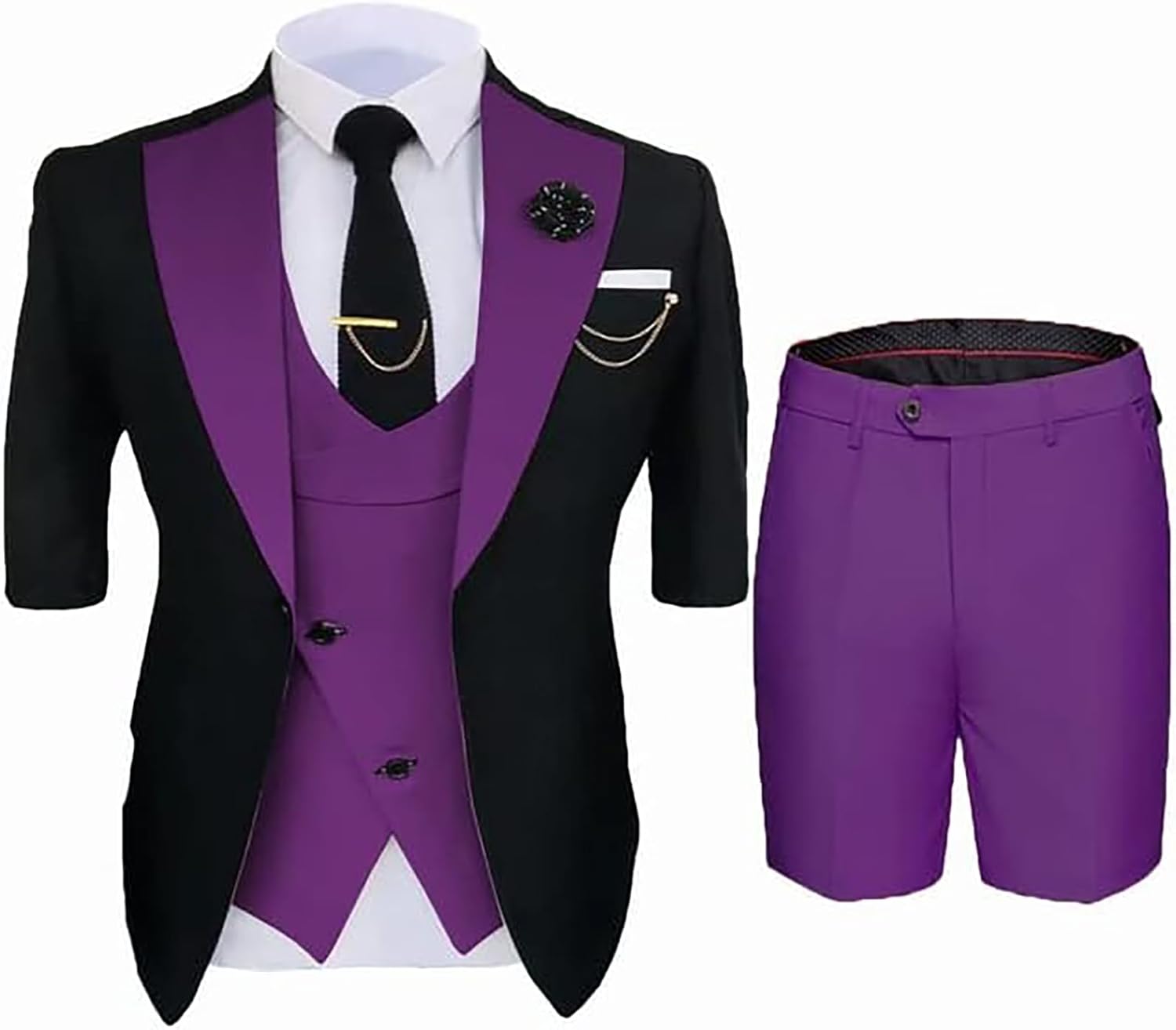 Mi Bo Tong Boy's Formal Suit 3 PC One Button Boy Suit for Wedding Blazer Short Pants Set Tuxedos for Summer